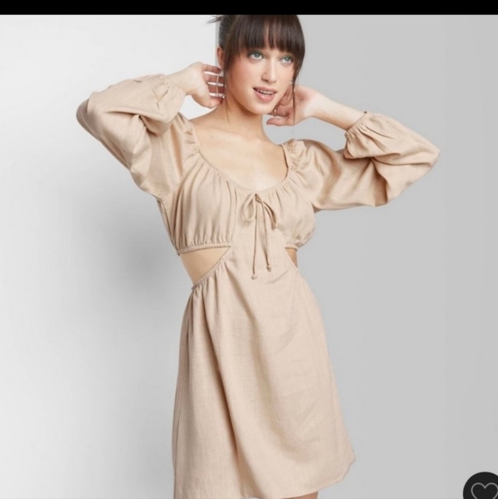 Women’s Long Sleeve Cut Out Fit & Flare Dress - Wild Fable - Light Taupe
